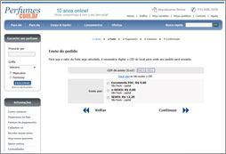 Escolha do local de envio