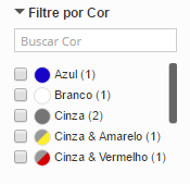 Clique para ver um exemplo de loja com filtros de produtos Exemplo de filtros de produtos com cores e imagens