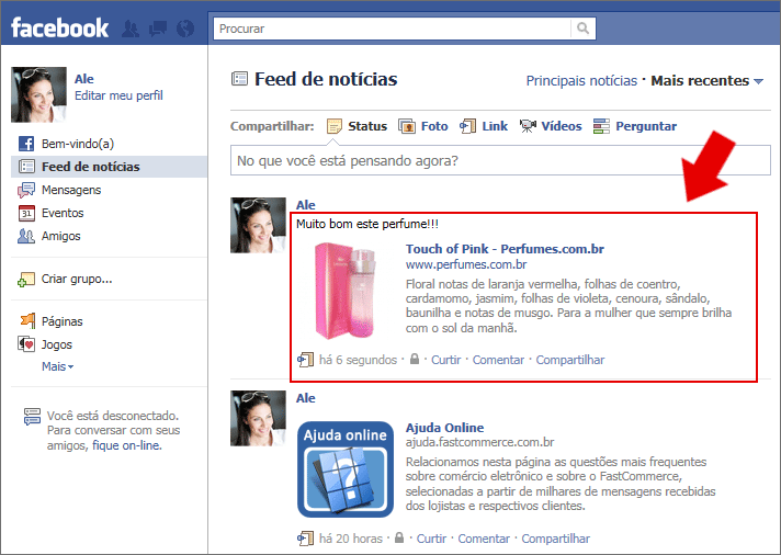 Perfil do visitante no Facebook: Integração com o Facebook pela loja virtual