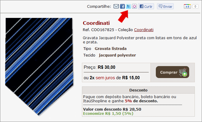 Página de detalhe do produto na loja virtual: Integração com o X pela loja virtual