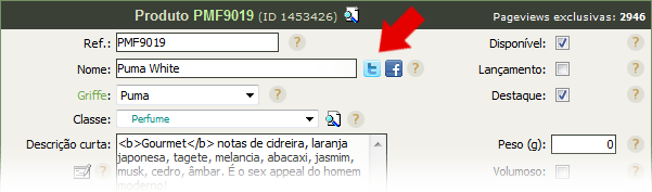 Cadastro do produto: Integração com o X via site administrativo da loja virtual no Fastcommerce