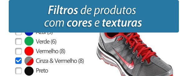 Filtros de produtos com cores e texturas Filtros de produtos com cores e texturas